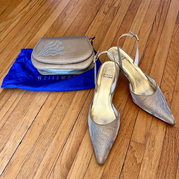 Perfect for the holidays! STUART WEITZMAN Slingback Shoes & Clutch Purse - Picture 2 of 8